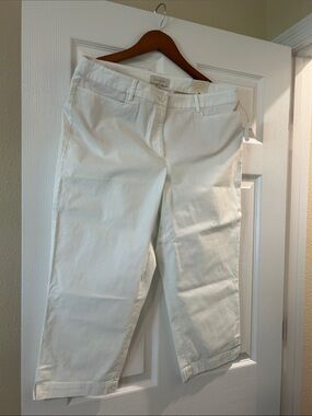 Talbots Off-White Cropped Straight-Leg Pants